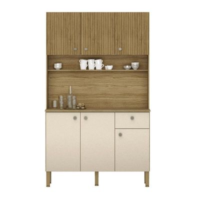 Cozinha Com Portas E Gavetas Style Freijó / Vanilla / Ripado