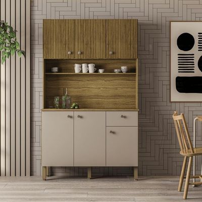 Cozinha Com Portas E Gavetas Style Freijó / Vanilla / Ripado