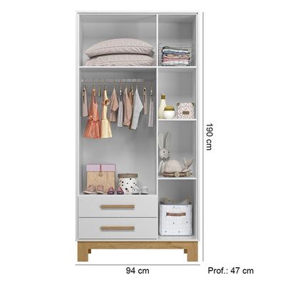 Conjunto Quarto De Bebê Qencanto Slim Qmovi - Berço, Guarda-roupa E Cômoda Branco Acetinado