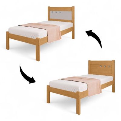 Cama Solteiro Paola Naturalle E Off White Com Colchão