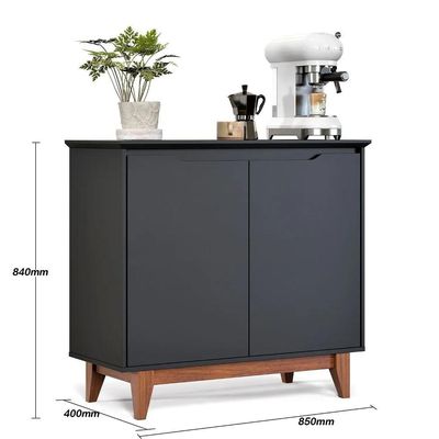 Aparador Buffet Balcão 2 Com Gaveta Portas Gucci Preto