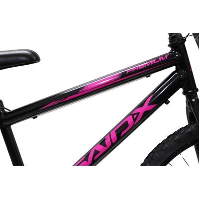 Bicicleta Aro 24 Saidx Premium Infantil Unissex Mono Sem Marcha Preto Rosa