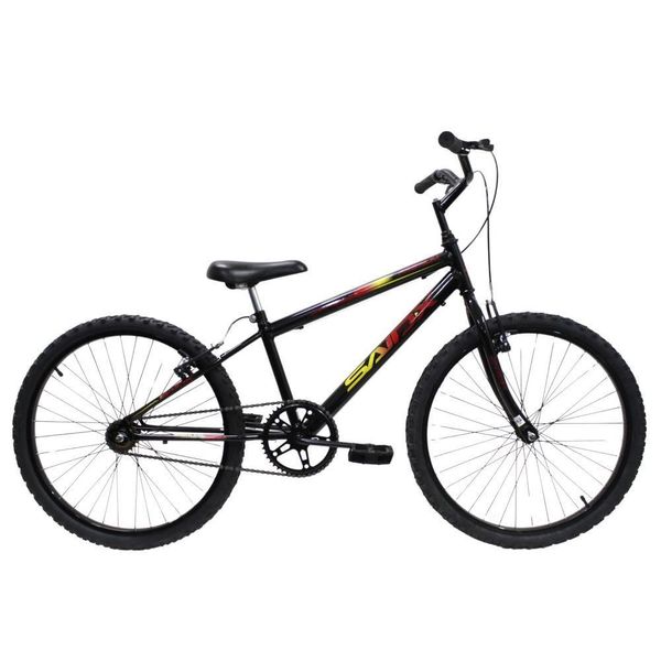 Bicicleta Aro 24 Saidx Premium Infantil Unissex Mono Sem Marcha Preto Verme Amare