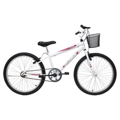 Bicicleta Aro 24 Feminina Mono Sem Marcha Com Cesta Saidx Branca