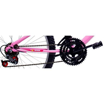 Bicicleta Aro 24 Feminina 18 Marchas Kitty Com Cesta Saidx Rosa