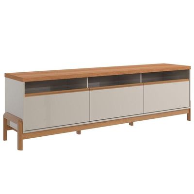 Rack Bancada Para Tv De Até 75 1 Porta 2 Gavetas 2.1 Elisa Off White/jequitiba