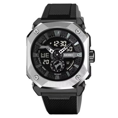 Relógio Esportivo Luz Led Masculino Cronômetro Impermeável Multifuncional Prata