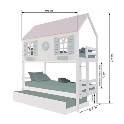 Treliche Casinha Bela Com Coração Madeira Maciça Branco/rosa/verde Housin