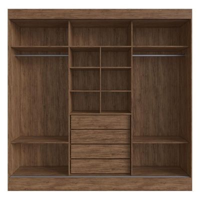 Guarda-roupa Casal Com Espelhos 3 Portas De Correr 4 Gavetas Multimóveis Cr35385 Castanho-Preto