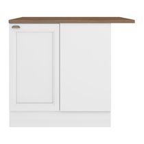 Balcão Canto Reto Unna 1 Porta Branco Com Tampo Mdp - Poliman Móveis Branco