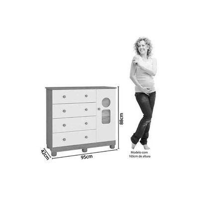 Quarto Infantil Completo 3 Peças (1GuardaRoupa+1Berço+1Cômoda) QI124 Branco/Amendoa - Peroba
