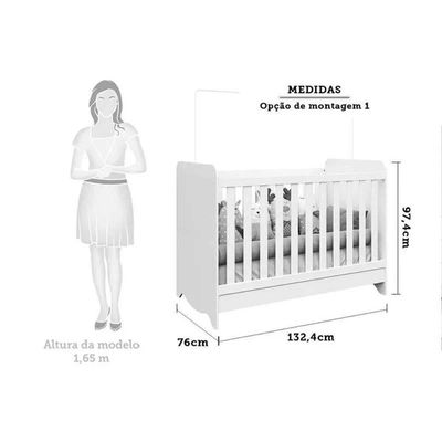 Quarto Infantil Completo 3 Peças (1GuardaRoupa+1Berço+1Cômoda) QI124 Branco/Amendoa - Peroba