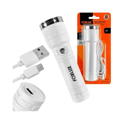 Mini Lanterna Recarregável 1 Led 2 Níveis C/ Cabo Usb Foxlux