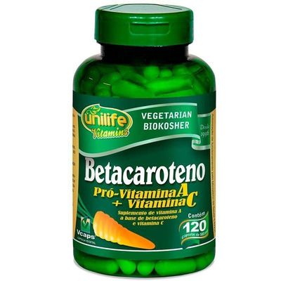 Kit 5 Betacaroteno Pró-Vitamina A 120 Cápsulas Unilife