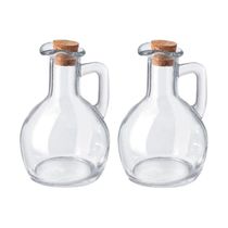 Kit 2 Galheteiros De Azeite Vinagre Vidro Com Tampa Cortiça 180ml