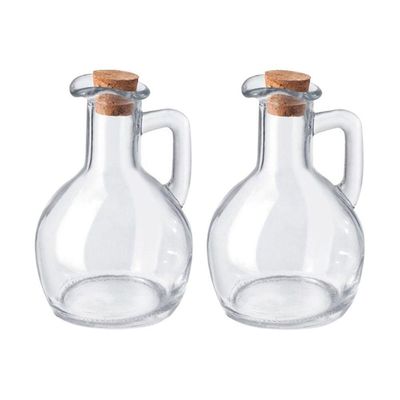 Kit 2 Galheteiros De Azeite Vinagre Vidro Com Tampa Cortiça 180ml