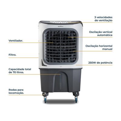 Climatizador de Ar Britânia 70L 4 em 1 BCL70 3 velocidades 220V