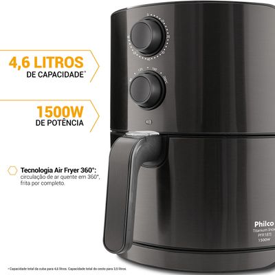 Air Fryer Philco 4,6L 1500W Titanium Inox PFR18TI 220V