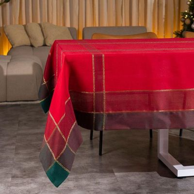 Toalha De Mesa Copa E Cia Unité Xadrez Vermelho Retangular 8 Lugares - 180 X 270 Cm