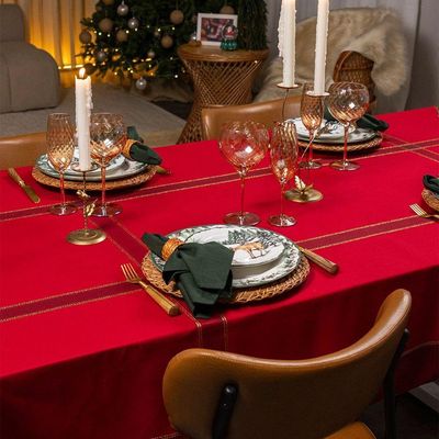 Toalha De Mesa Copa E Cia Unité Xadrez Vermelho Retangular 8 Lugares - 180 X 270 Cm