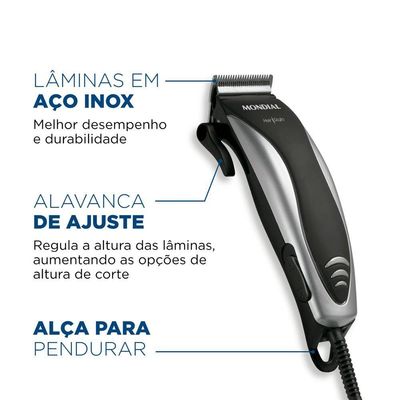 Cortador De Cabelos Mondial Hair Stylo Cr-02 127v-preto/prata 110V