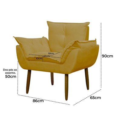 Poltrona Decorativa Para Sala E Quarto Opala Suede Herrero Cor:amarelo