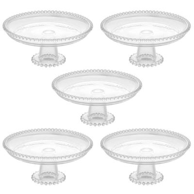 Kit 5 Boleiras de Cristal Wolff Pearl 20x9cm Prato com Pedes