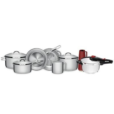 Jogo Panelas Tramontina Solar Inox 7 Peças Fundo Triplo