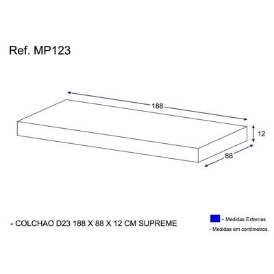Colchão Solteiro para cama 188 x 88 cm Multimóveis