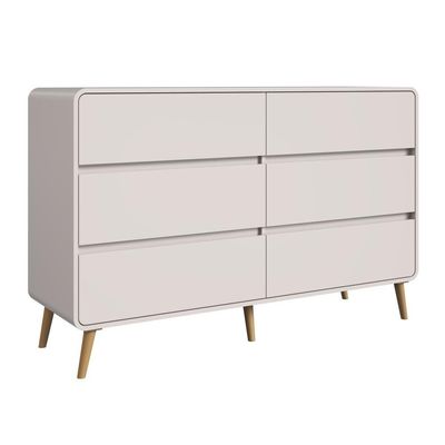 Cômoda Aparador Multiuso 6 Gavetas Estilo Retrô Moderna Para Quarto Ou Sala Bege Dunas