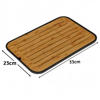 Tábua Migalheira de Bambu 33x23cm Corte Porta Pães Bolos Preto Ou Lume