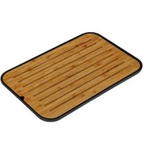 Tábua Migalheira de Bambu 33x23cm Corte Porta Pães Bolos Preto Ou Lume