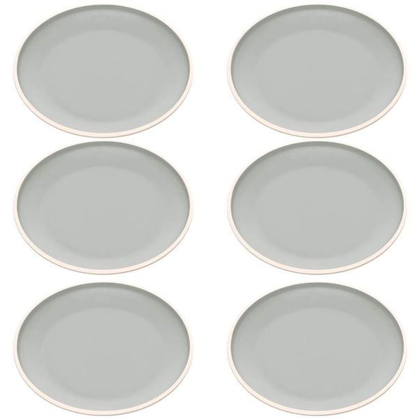 Jogo 6 Pratos de Melamina 27cm Rasos Cinza Wolff Bandejas Redondas Servir Mesa Posta