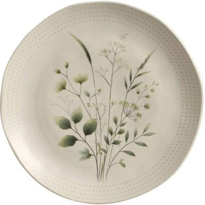 Kit Prato Raso 26,5cm e Fundo 21cm Ammi Arauco Cerâmica Porto Brasil Floral Verde 2pç
