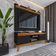 Painel Ripado Com Rack Tv 50 Polegadas 136cm Monaco - Preto E Cedro