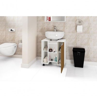 Gabinete Para Banheiro Pequin Bechara 2075554 Banheiro Branco-ripado - Ofertamo