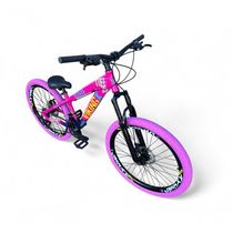 Bicicleta Aro 26 Vikingx Tuff X25 Freeride Freio Hidráulico 21v Aros Vmaxx Dh Pneu Flame - Rosa-azul