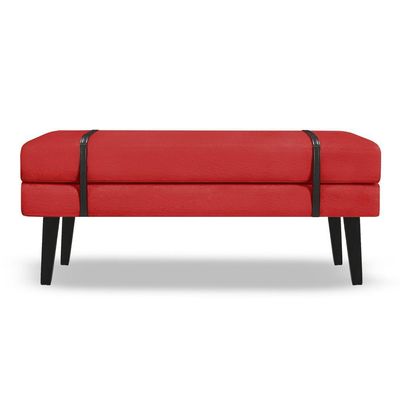 Banco Estofado Viena 1,20m Suede Vermelho - Inova Decorações