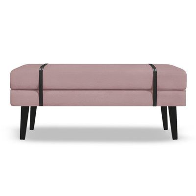 Banco Estofado Viena 1,20m Suede Rose - Inova Decorações