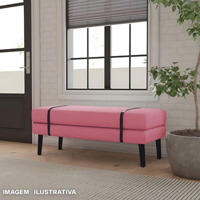 Banco Estofado Viena 1,20m Suede Pink - Inova Decorações