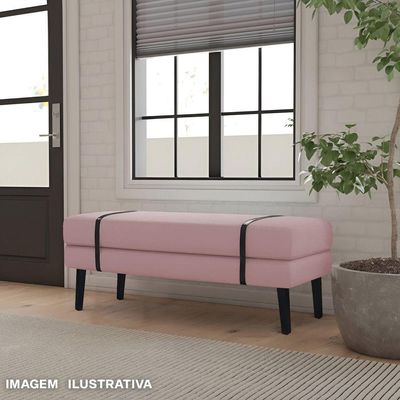 Banco Estofado Viena 1,20m Suede Rose - Inova Decorações