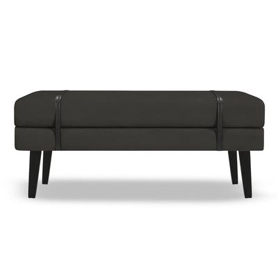 Banco Estofado Viena 1,20m Suede Preto - Inova Decorações
