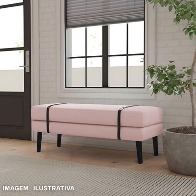 Banco Estofado Viena 1,20m Suede Rosa Bebe - Inova Decorações