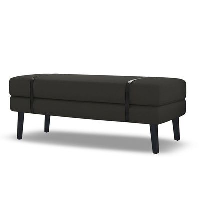 Banco Estofado Viena 1,20m Veludo Preto - Inova Decorações