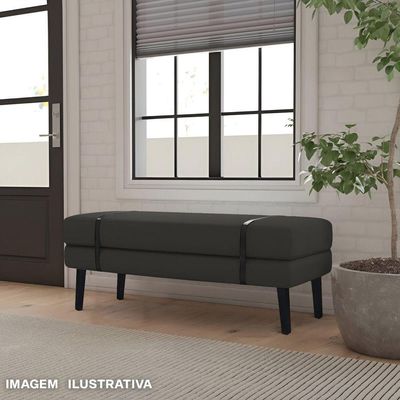 Banco Estofado Viena 1,20m Veludo Preto - Inova Decorações