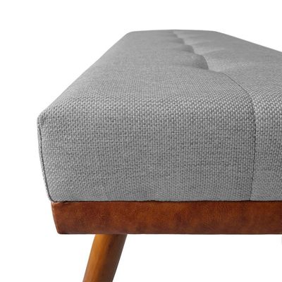 Banco Estofado Roma 160cm Courissimo Nozes-linho Cinza - Inova Decorações