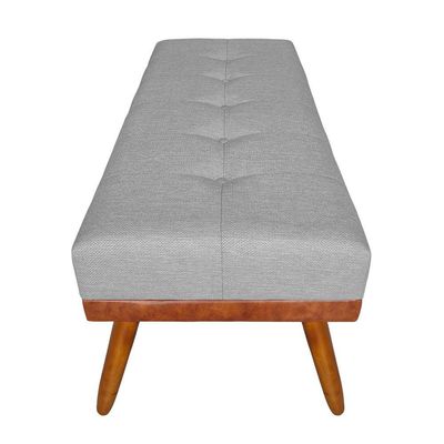 Banco Estofado Roma 160cm Courissimo Nozes-linho Cinza - Inova Decorações