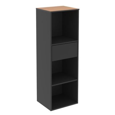 Armário Para Escritório Com 1 Gaveta E 3 Nichos 99cm Tech - Preto E Cedro