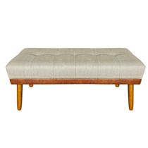 Banco Estofado Roma 120cm Courissimo Nozes-linho Bege - Inova Decorações