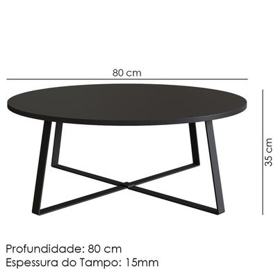 Mesa De Centro Para Sala De Estar 27941 Preto Artesano Preto